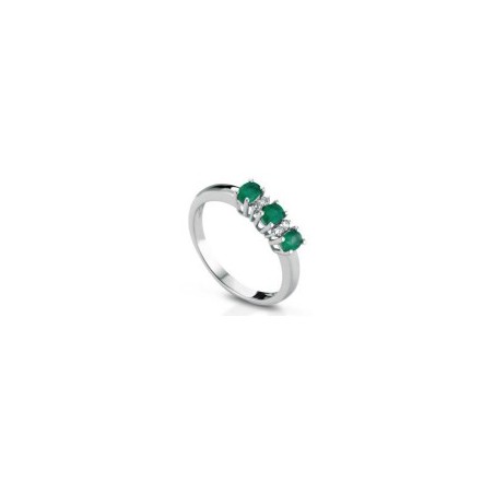 Trilogy Crusado white gold ring with emeralds and diamonds MarateaCrusado collection