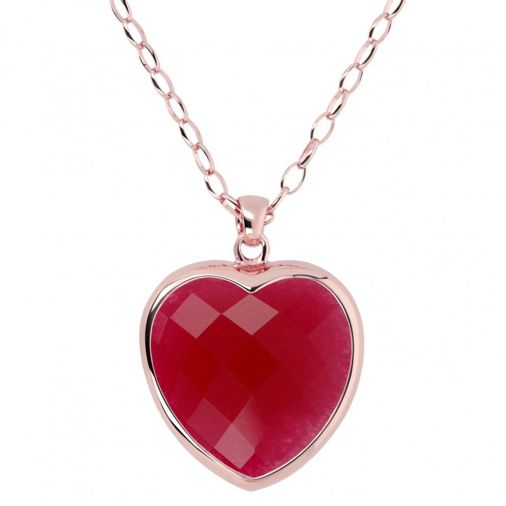 COLLANA BRONZALLURE CON PENDENTE A FORMA DI CUORE IN AGATA ROSSA COLLANA BRONZALLURE CON PENDENTE A FORMA DI CUORE IN AGATA ROSSA