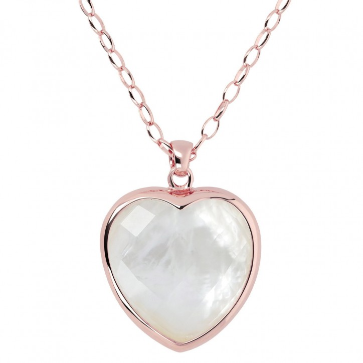 COLLANA BRONZALLURE CON PENDENTE A FORMA DI CUORE MADREPERLA BIANCO