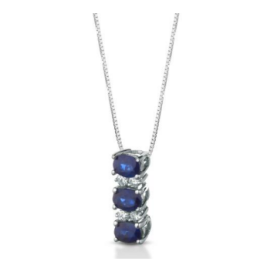 Crusado necklace with diamonds and sapphires pendant, Maratea collection