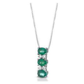 Collana Crusado con ciondolo brillanti e smeraldi, collezione Maratea