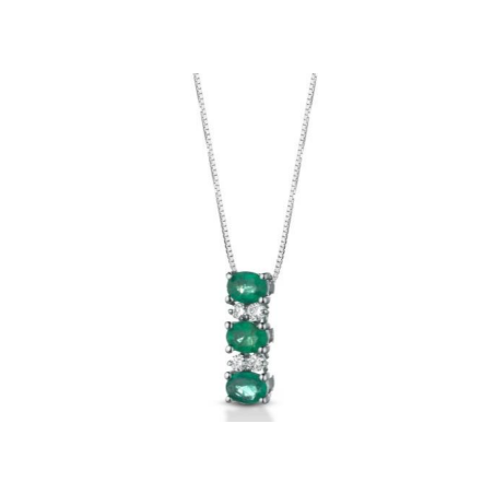 Crusado necklace with diamonds and emeralds pendant, Maratea collection