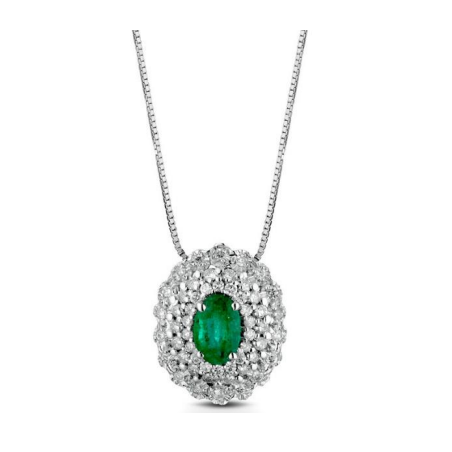 Crusado necklace with diamonds and emeralds pendant Porto Venere collection