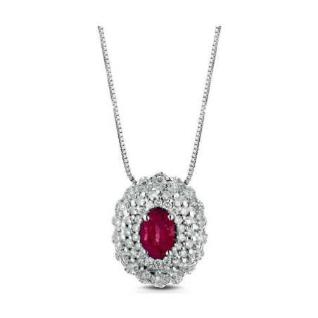 Crusado necklace with diamonds and rubies pendant Porto Venere collection