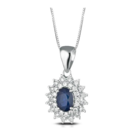 Crusado necklace with diamond pendant and sapphires Sanremo collection