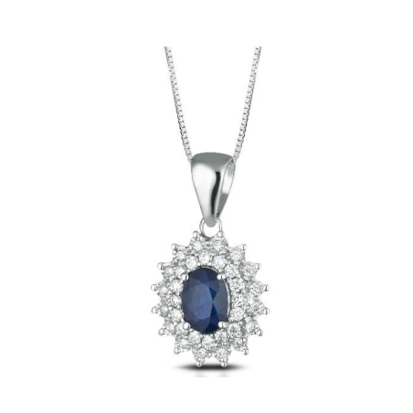 Crusado necklace with diamond pendant and sapphires Sanremo collection