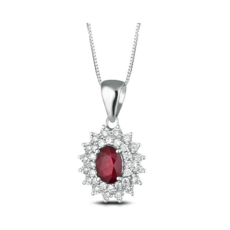 Crusado necklace with diamonds and rubies pendant Sanremo collection