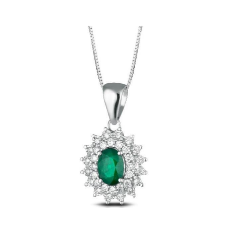 Crusado necklace with diamonds and emeralds pendant Sanremo collection
