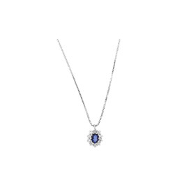 White gold necklace with pendant with diamonds and emeralds Maratea collection