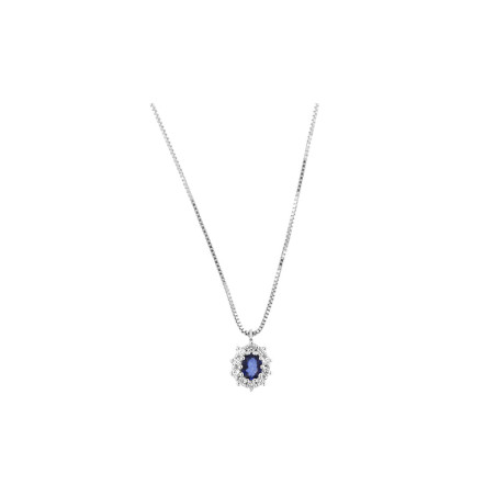White gold necklace with pendant with diamonds and emeralds Maratea collection